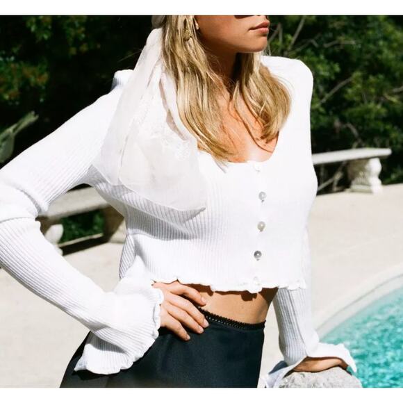 Nasty Gal License to Chill Ribbed Button Down Cardigan Size 6 - Picture 2 of 8